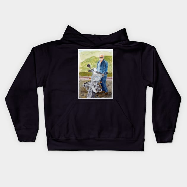 This is a watercolour from a photo of a good friend at the top of Mt. Stuart Townsville Kids Hoodie by pops